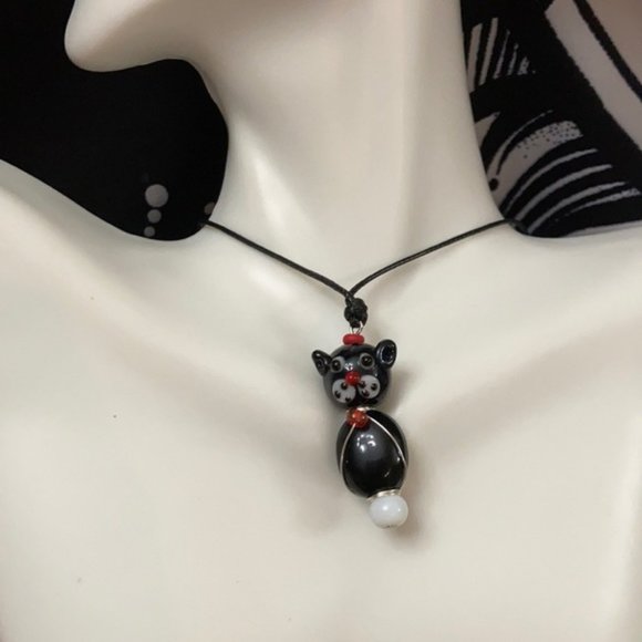 Kitty 🐈⬛ Crystal Murano Wire button choker - Picture 8 of 12